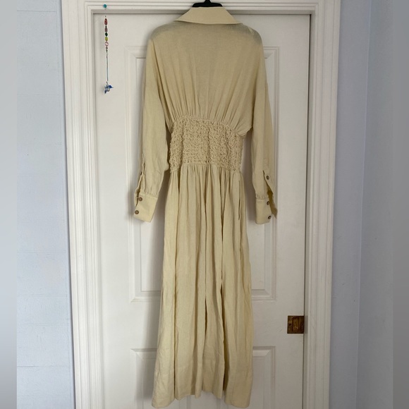Free People Smocked Waistline Dress w/ Sleeves and Collar - Picture 2 of 3